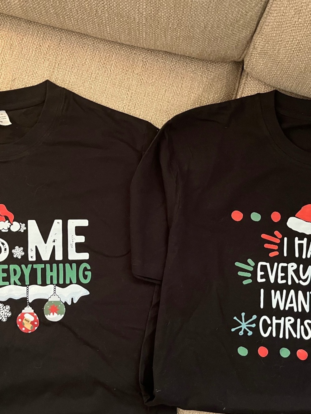 Funny Christmas Couple Shirts Large and Medium Black Holiday Tee Set $30